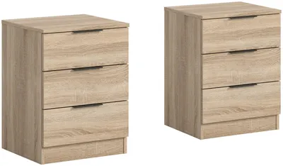 Produktbild von Kopenhagen Nachttisch 2 Stk. 3 Schubladen Eiche Nachbildung.
