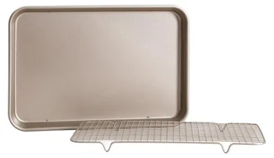 Zdjęcie produktu dla HOMLA Blacha do pieczenia FEBE z kratką złota 39x27 cm