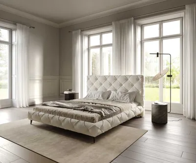 Produktbild von DELIFE Polsterbettgestell Nayara 180x200 cm Bouclé Creme-Weiß