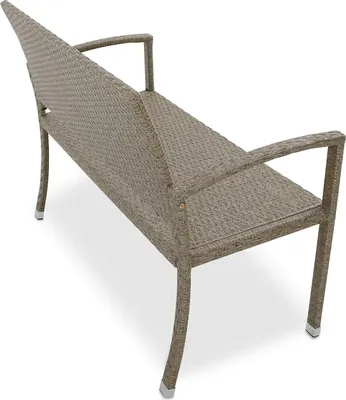 Produktbild von Gartenbank aus Rattan, bequemes 2-Sitzer-Modell für Terrasse oder Garten