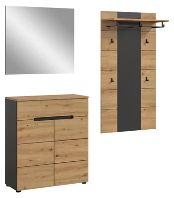Produktbild von Garderoben-Set Canu 3 | Basalt grau / Artisan | 3-teilig