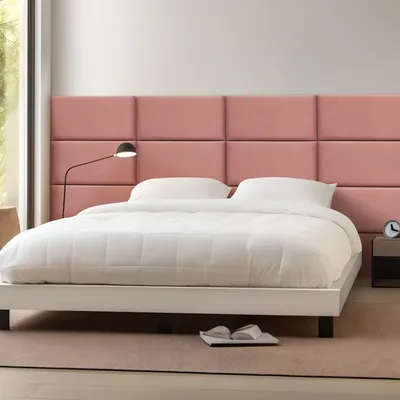 Image de Coussins muraux « Carpino » Lot de 3 panneaux rembourrés Velours 60 x 30 cm Rose
