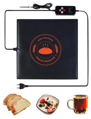 Produktbild von Gärmatte für Sauerteig, Brotwärmematte mit einstellbarer Temperatur, beheizte Teigmatte, Wärmematte für Sauerteigbrot, geeignet zum Backen von Brot, Sauerteig und Joghurt (Gärmatte mit Thermostat 35,4 x 35,4 cm)