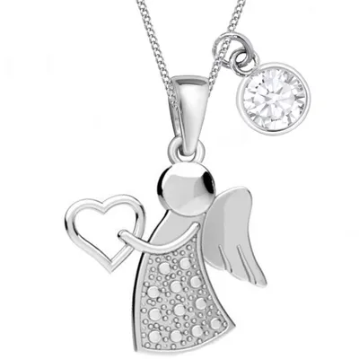 Schutzengel Anhänger mit Kette I Damen Echtschmuck, 45cm