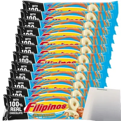 Produktbild von Filipinos Salt Caramel White Chocolate VPE (12x118g Packung) + usy Block