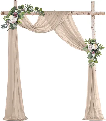 Image de Rideau de mariage en forme d'arche - Rideau transversal - Voile transparent - Décoration de fond pour mariage - Rideau de fond - Rideaux de mariage en forme d'arche