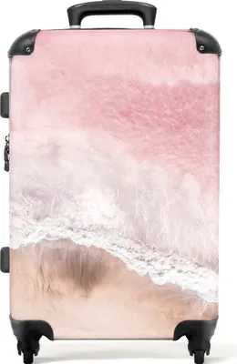 Produktbild von NoBoringSuitcases.com® Großer Koffer - Strand - Meer - Rosa - Natur - Wellen - Kombinationsschloss TSA - Hartschalen Trolley 4 Rollen - 72 liter - Reisekoffer - 66 cmKoffer Mittelgroß 67x43x25 cm, 72L,