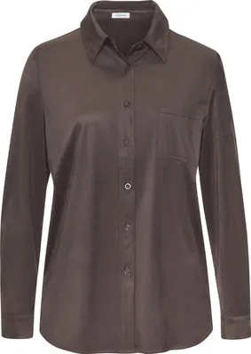 Produktbild von LASCANA Hemdbluse aus VelourKunstleder taupe Größe 40