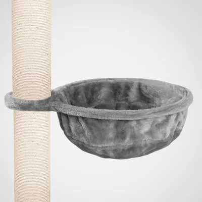 Produktbild von HAPPYPET Universal XL Liegemulde für Kratzbaum Ø 40cm, Stabiler Metallrahmen, 440g Plüsch, Ersatz-Liegemulde groß belastbar bis 15kg, Grau