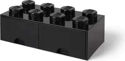 Produktbild von LEGO Schreibtischschublade 8             (schwarz, Noppen)