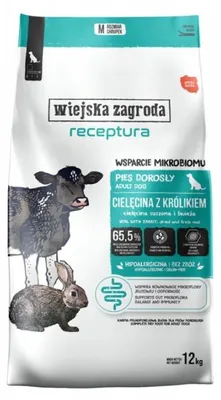 Obrázek produktu pro Suché krmivo pro psy, "Wiejska Zagroda", hovězí a králičí maso, 12 kg