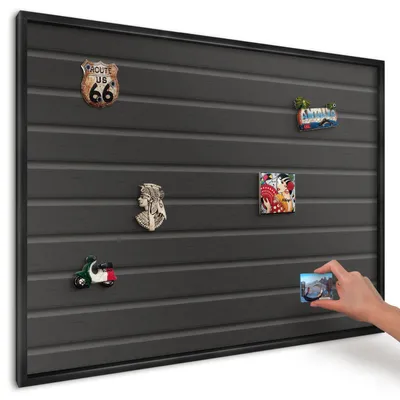 Produktbild von Magnettafel 100x70 cm mit schwarzem Rahmen - Magnetische Metalltafel, Magnetpinnwand zur Wandmontage für Wohnzimmer, Küche, Flur, Kinderzimmer und Büro - Paneeltextur
