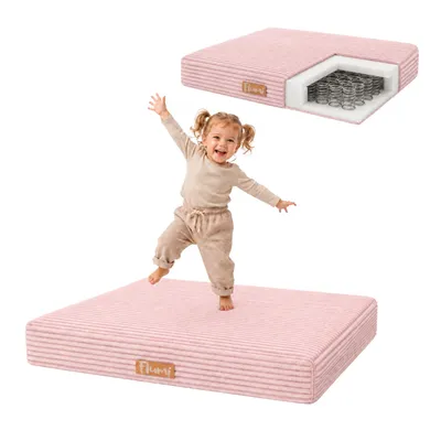 Produktbild von Flumi Kindertrampolin Hüpfmatte Indoor mit maschinenwaschbarem Bezug, 110x70 cm