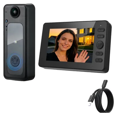 Obrázok produktu pre Videozvonček, 1080P HD, obojsmerný zvuk, čierna farba