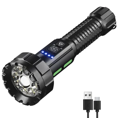 LED-Fackel, superhell, wiederaufladbar, 9 LEDs, 18 Std., Aluminium