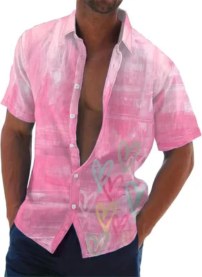 Produktbild von Hawaii-Hemd für Herren – kurzärmeliges Sommer- und Freizeithemd für Valentinstag und Urlaub mit lockerer Passform
