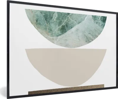 Produktbild von MuchoWow® Gerahmtes Poster Geometrische Formen - Minimalismus - Pastell 60x40 cm - Poster mit Schwarzem Bilderrahmen Wandposter Rahmen Foto Bilder - Printing - Wanddeko Schlafzimmer