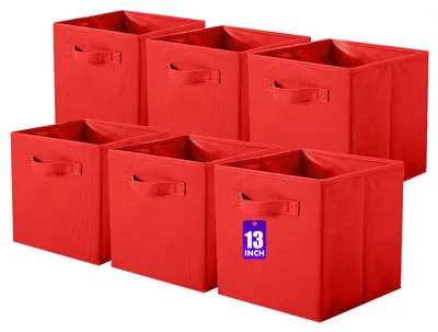 Produktbild von Stoffaufbewahrungsboxen, 6 Stück, faltbare Aufbewahrungswürfel, würfelförmige Aufbewahrungsboxen, 33 x 33 x 33 cm