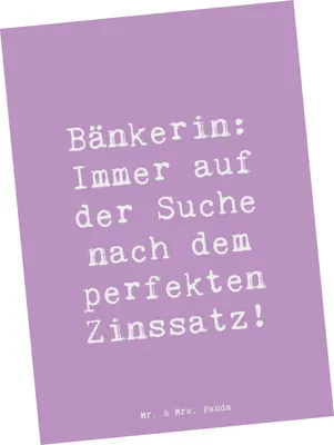 Produktbild von Mr. & Mrs. Panda Postkarte Spruch Bänkerin Zinssatz - Lavendeltraum - Geschenk, Bankwesen, Anerkennung, Berufspassion, Ansichtskarte, Finanzexpertin, Beruf, Berufsalltag