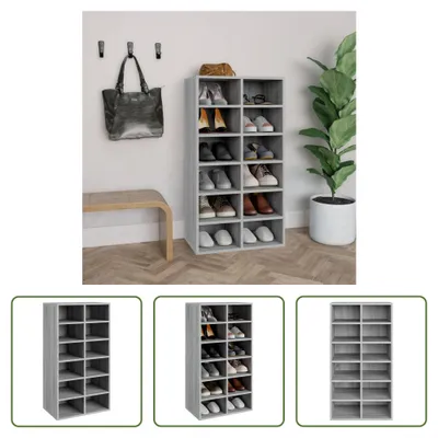 Produktbild von The Living Store Schuhregal Grau Sonoma 54x34x100,5 cm Holzwerkstoff