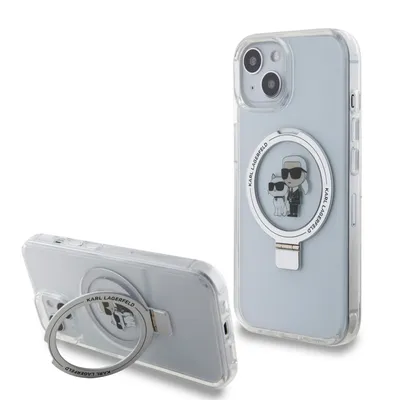 Produktbild von Karl Lagerfeld Klhmp15Shmrskch Iphone 15 / 14 / 13 6.1" Biały/Weiss Hardcase Ring Stand Karl&Choupettte Magsafe