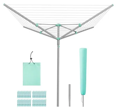Produktbild von Trockner mit Schutzhülle und 60 m Wäscheleine für 6 Wäschen | Silber | 179,2 x 179,2 x 199 cm