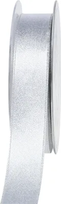 Produktbild von Satinband mit Glimmer Silber 25mm 20m Hochzeit Weihnachten Dekoration Geschenkband