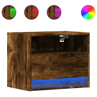 Produktbild von Wand-Nachttisch mit LED-Leuchten Räuchereiche
