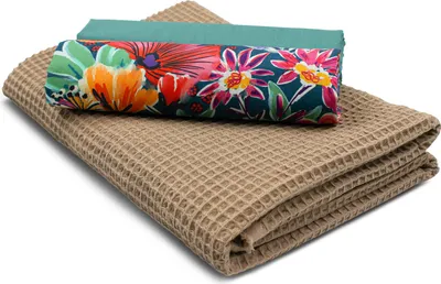 Productafbeelding van Blütenzauber Set 105: Wafelstof set. Bevat: 1x wafelstof + 2x katoenen stoffen (motief en effen), elk 0,5m x 1,5m. Ideaal voor doe-het-zelf projecten