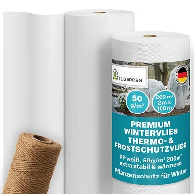 Produktbild von TTL GARDEN Wintervlies 50g/m² 2x100m 200m² Weiß auf Rolle mit 100m Schnur