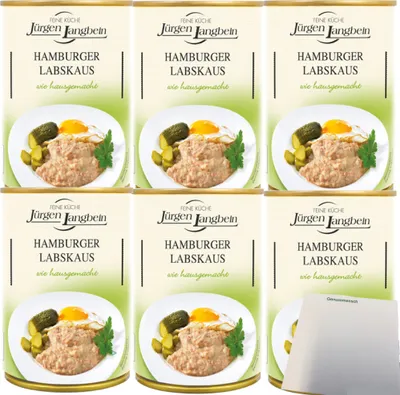 Produktbild von Jürgen Langbein Hamburger Labskaus 6er Pack (6x400g Dose) + usy Block
