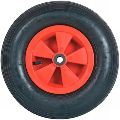 Image de Roue Gonflable 400x105 mm - Axe 20 mm - Roulement à Aiguille - Idéale pour Chariots et Remorques - D-Work