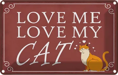 Produktbild von vianmo Blechschild 12x18 cm love me my CAT Katze Tier Haustier