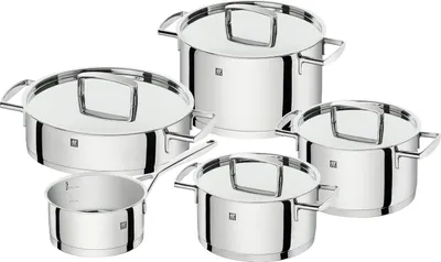 Produktbild von Pannenset Edelstahl Grau - Kochtöpfe - Küchenaccessoires Pannenset