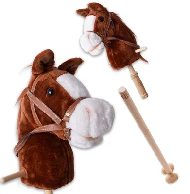 Produktbild von TE-Trend Kuscheltier Steckenpferd Spielpferd Pferd zum Reiten mit Rollen und Sound