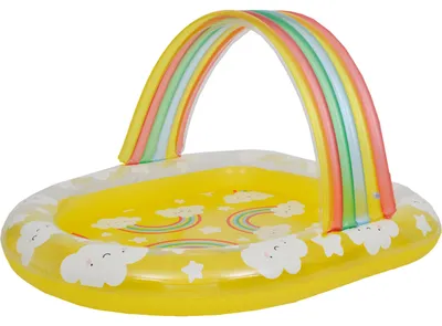 Produktbild von SunClub Planschbecken Regenbogen 144 x 128 x 84 cm mit Wolkenmotiv und aufblasbarem Bogen