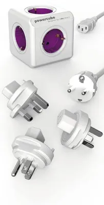 Produktbild von Allocacoc PowerCube ReWirable, 1 m, Typ F, Violett, Weiß, 5 AC-Ausgänge, 6 A, Weiß
