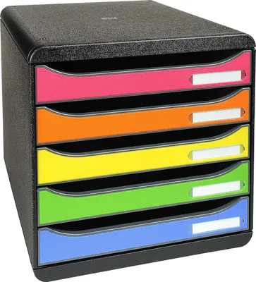 Productafbeelding van Famanu ladebox met 5 lades voor A4+-documenten - zwart, harlekijnprint