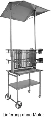 Produktbild von Schneider fahrbarer Vertikalgrill mit Dach Gesundheitsgrill 4-fach Edelstahl 66 cm breit Grillspieß