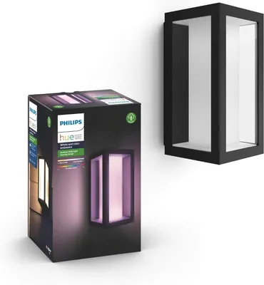 Produktbild von Philips Hue White and Color ambiance Impress Outdoor Wandleuchte schwarz, Intelligente Wandleuchte, Bluetooth/Zigbee, Schwarz, LED, Glas, Nicht austauschbare(s) Leuchtmittel