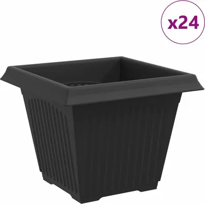 Produktbild von vidaXL Quadratischer Blumentopf 24 pcs Schwarz 38 x 38 x 30 cm
