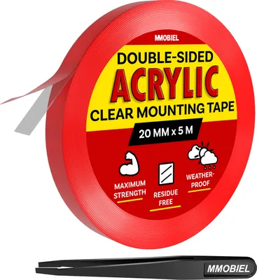 Produktbild von MMOBIEL Doppelseitiges Klebeband Acryl - 5m x 20mm Innen/Außen-Kleber – Hochbelastbares