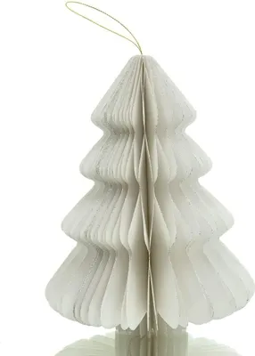 Produktbild von Kaemingk Weihnachtsanhänger Tannenbaum Weiß Glitter & Aufhänger 20 cm - Papier