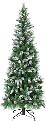 A full shot of a decorated artificial Christmas tree on a white background.
