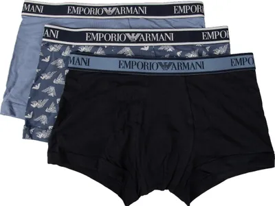 Produktbild von EMPORIO ARMANI Herren Boxershorts Pack 3 Stück Tripack Elastic at Sight Artikel 111357 3F717 Pack Trunk 3, EUR S - CN 165/90 - BR P - MX CH, Cotone 95%,Elasthan 5%