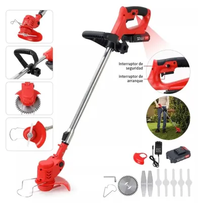 Produktbild von Akku-Rasentrimmer - Rasenmäher für den Garten - 3 Klingentypen - Teleskopstiel - Aluminiumlegierung - Tragbar