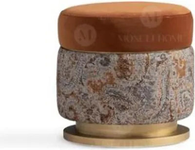 Obrázek produktu pro Pouf pouf pouf footstool pouf látka oranžová kulatá stolička