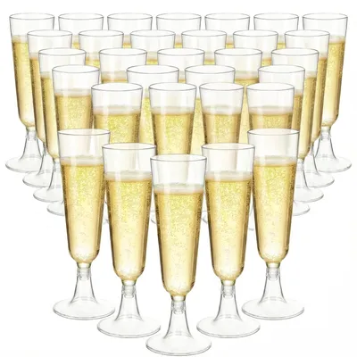 50 Champagnergläser, Kunststoff, transparent, 170 ml, wiederverwendbar