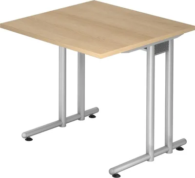 Produktbild von Schreibtisch 80x80cm Eiche/Silber