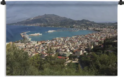Produktbild von MuchoWow® Wandteppich Wandbehang Der Blick auf den Hafen von Zakynthos 150x100 cm Tapisserie Dekoration Wandtuch - Waschbar - Tapisserien - Wand-Decke